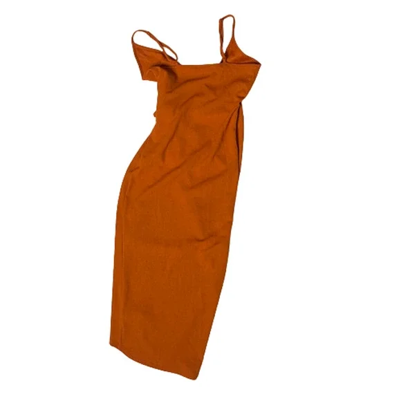 H&M Orange tie waist wrap V-neck Dress - Picture 4 of 6